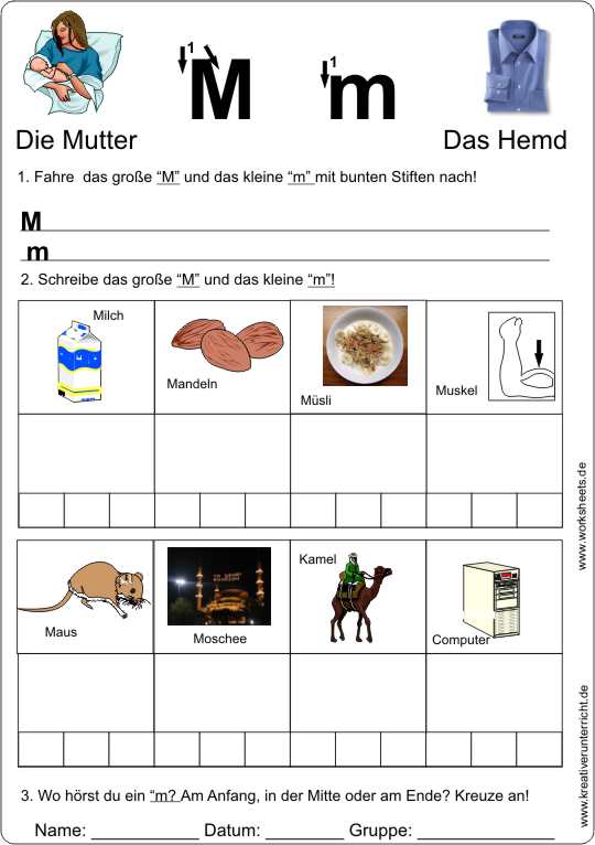 Buchstabe M-Deutsch lernen