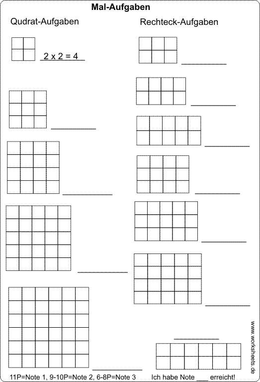 Quadrat- und Rechteck-Aufgaben